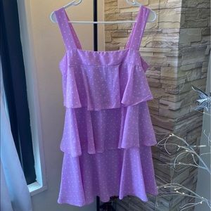 Super cute light purple/pinkish polka dot dress.